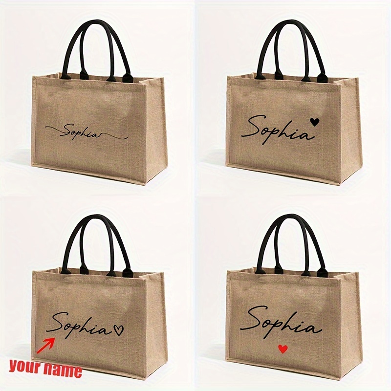 Linen Bag Bulk - Aangepaste naampatroon shopper gepersonaliseerde strandtas met