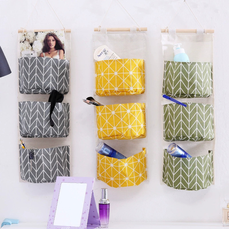 Linen Bag Bulk - 1PC Drie Zakken Hangende Muur Opbergtas