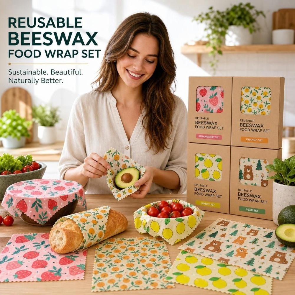 Beeswax Food Cover - 9 stuks bijenwas voedselverpakking in meerdere