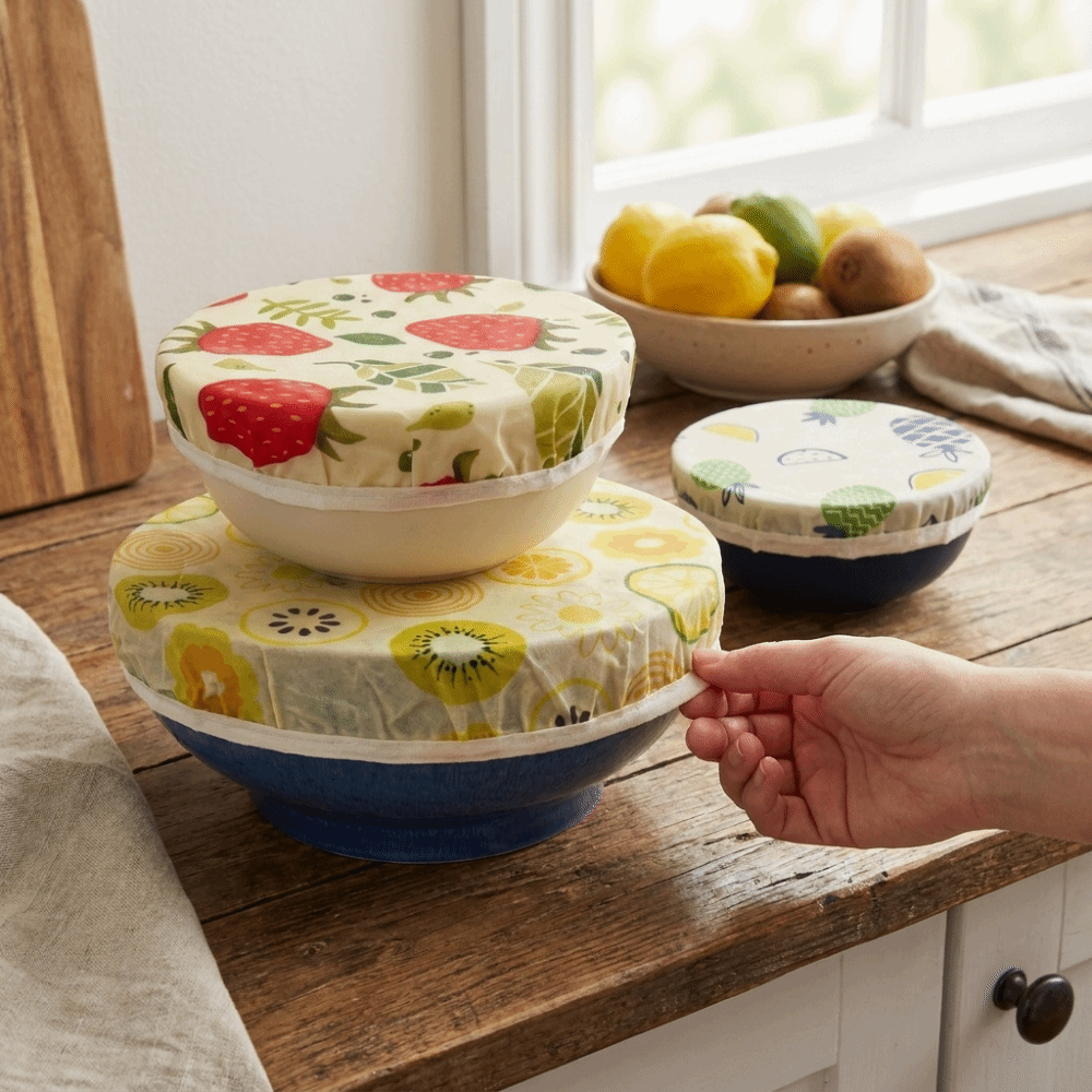 Beeswax Food Cover - Anti-stof bijenwasdoek komhoes met elastische rand,