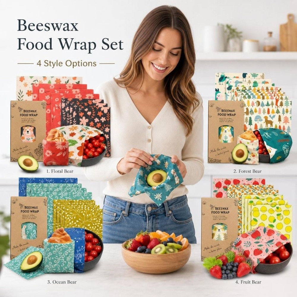 Beeswax Food Cover - 9 stuks multi-size bijenwas voedselverpakking, wasbaar,