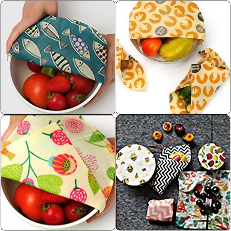 Beeswax Food Cover - Praktische frisheidsbehoud bijenwasdoekenset 3-pack natuurlijk tot