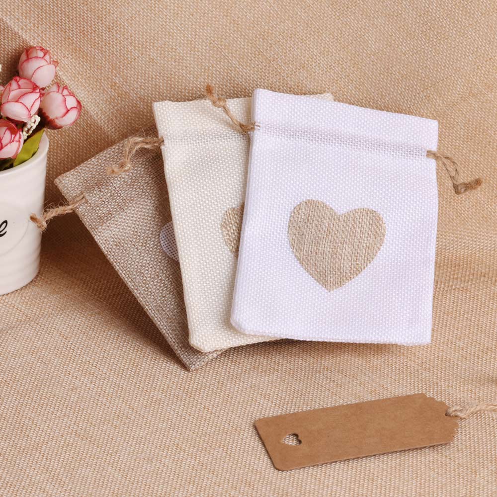 5 stks/partij Hart Linnen Sier - Linen Bag Bulk recensie en prijs